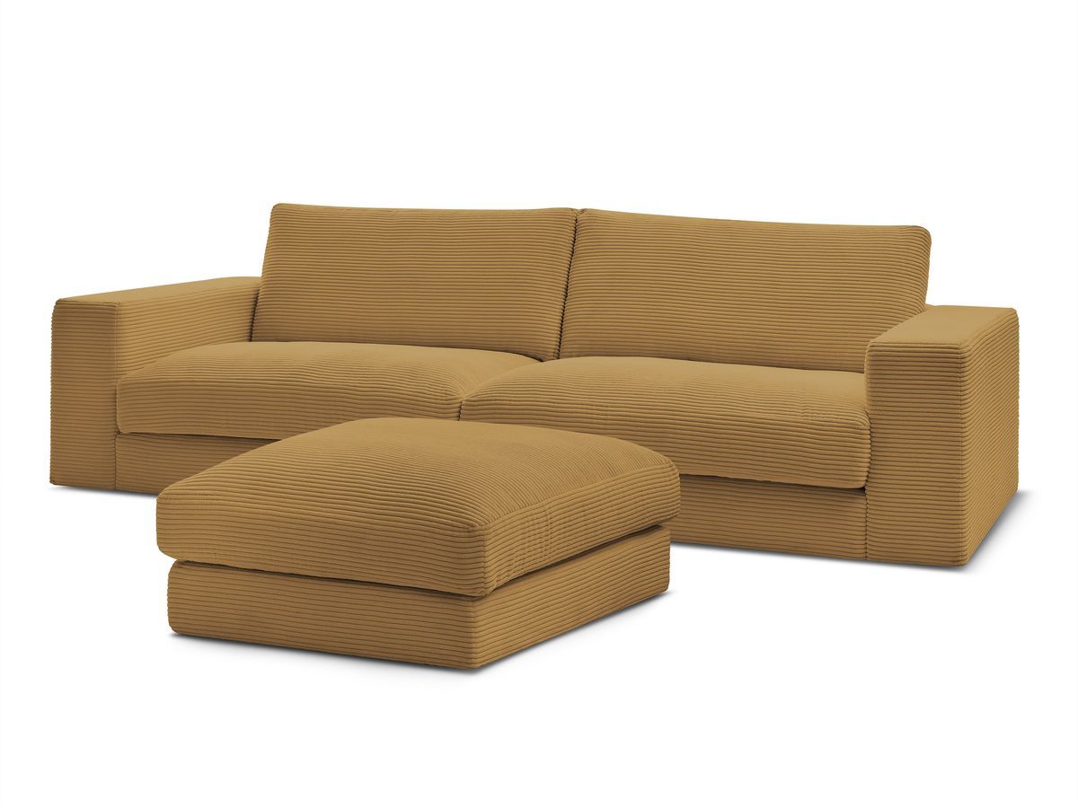 Bobochic Leonard Sofa 4-Sitzer mit Pouf 274 × 109 cm Cordsamt Gelb