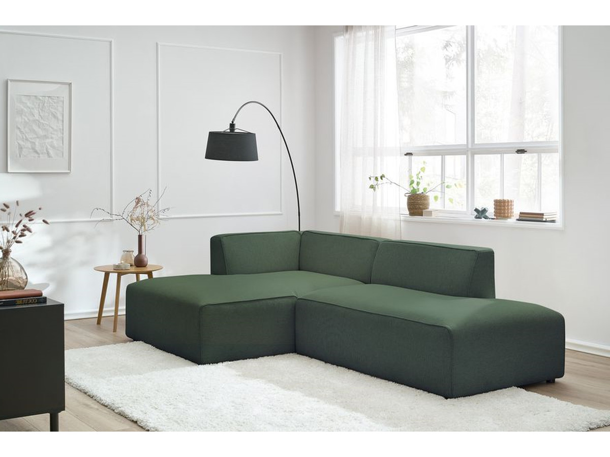Bobochic Megeve Ecksofa Melange-Stoff Grün Ecke links
