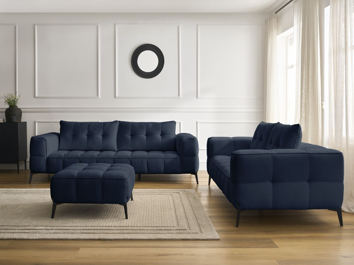 Bobochic Anis Sofa-Set 3- und 2-Sitzer mit Pouf Strukturstoff Blau