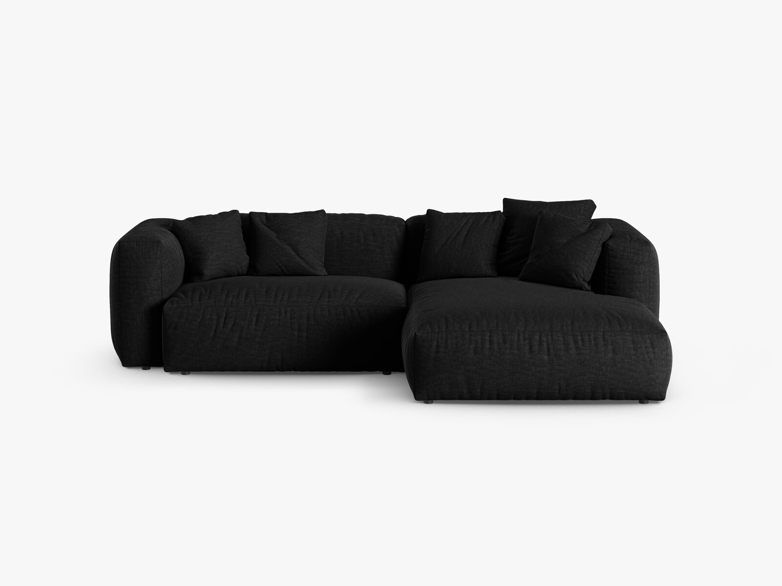 Micadoni Ecksofa Martina 2-Sitzer 90cm Sitztiefe Rechts Strukturierter Stoff Boston Schwarz