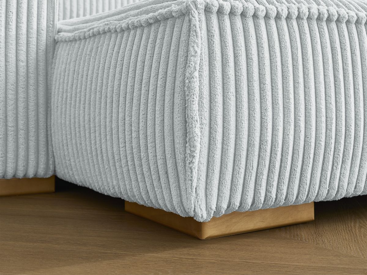 Bobochic Chelsea Ecksofa mit Schlaffunktion und Bettkasten Breitcord weich Hellgrau