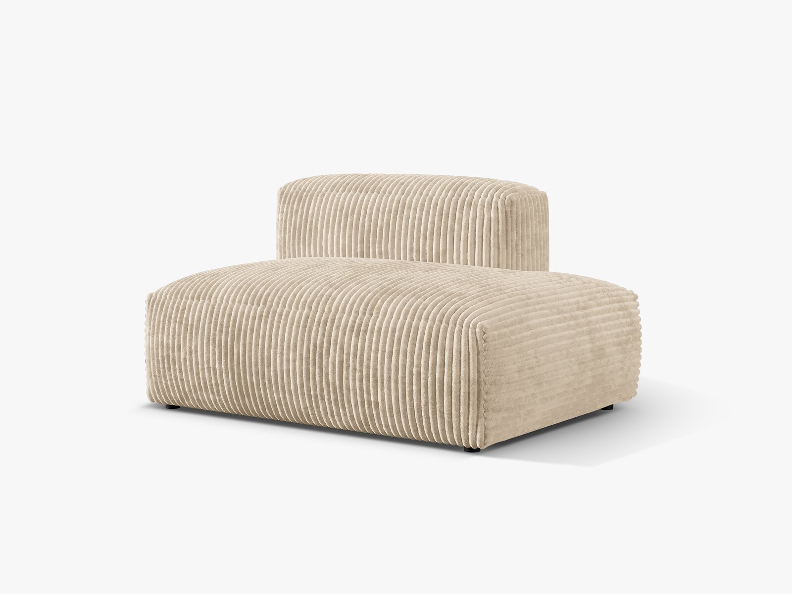 Micadoni Ecksofa-Modul Martina 1-Sitzer Kord Tilia Helles Beige Rechts