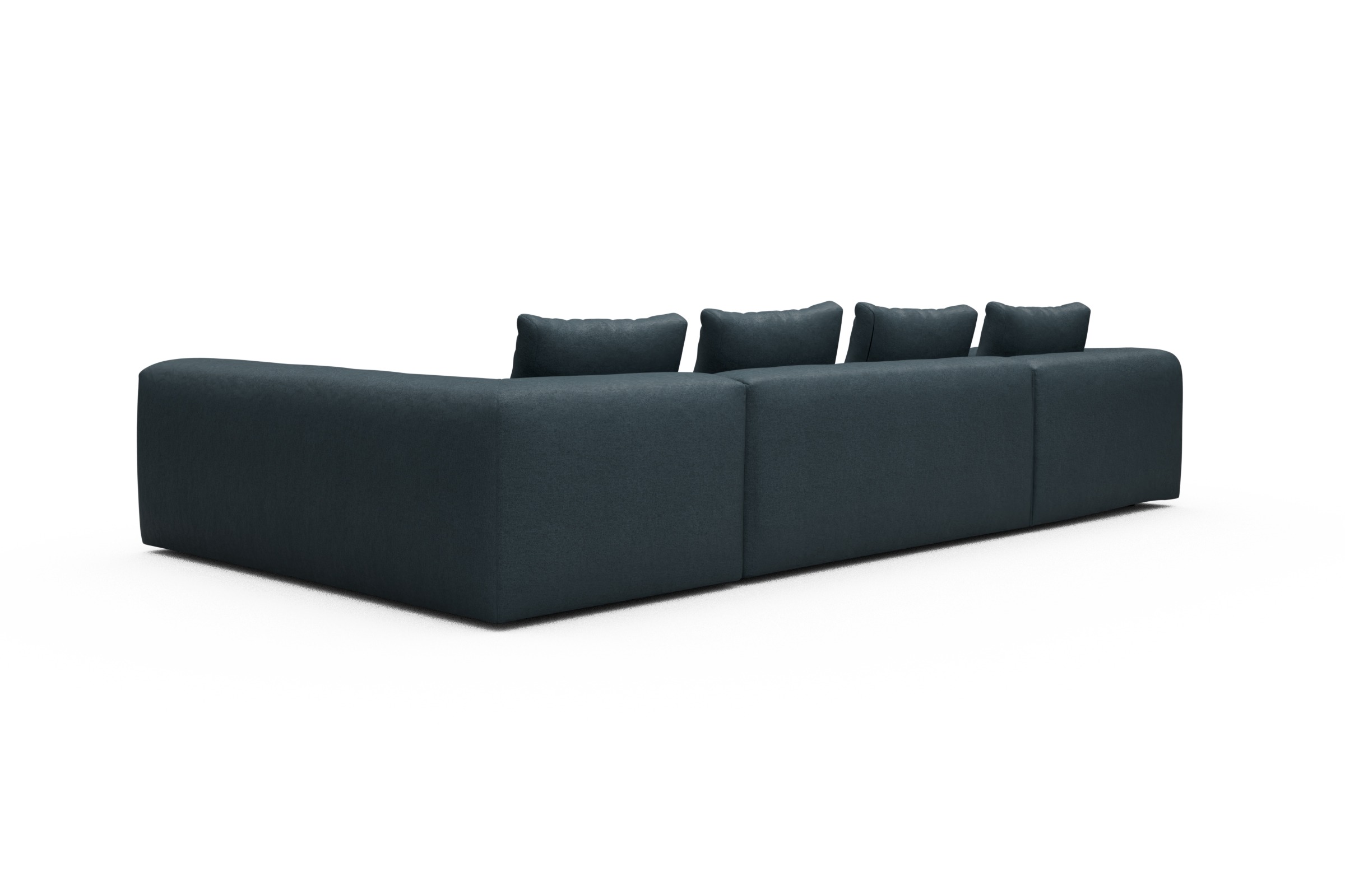Wohnlandschaft Fred Chaiselongue links mit 2-Sitzer und lange Armlehne rechts Denari-Royal-Blue