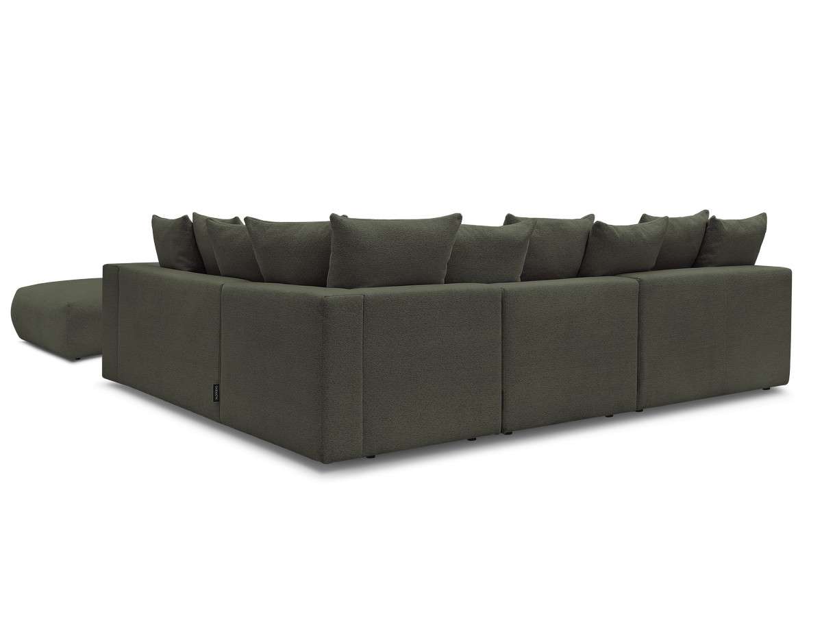 Bobochic Voltaire Ecksofa mit Pouf 322 × 268 cm Melange-Stoff Grün Ecke rechts