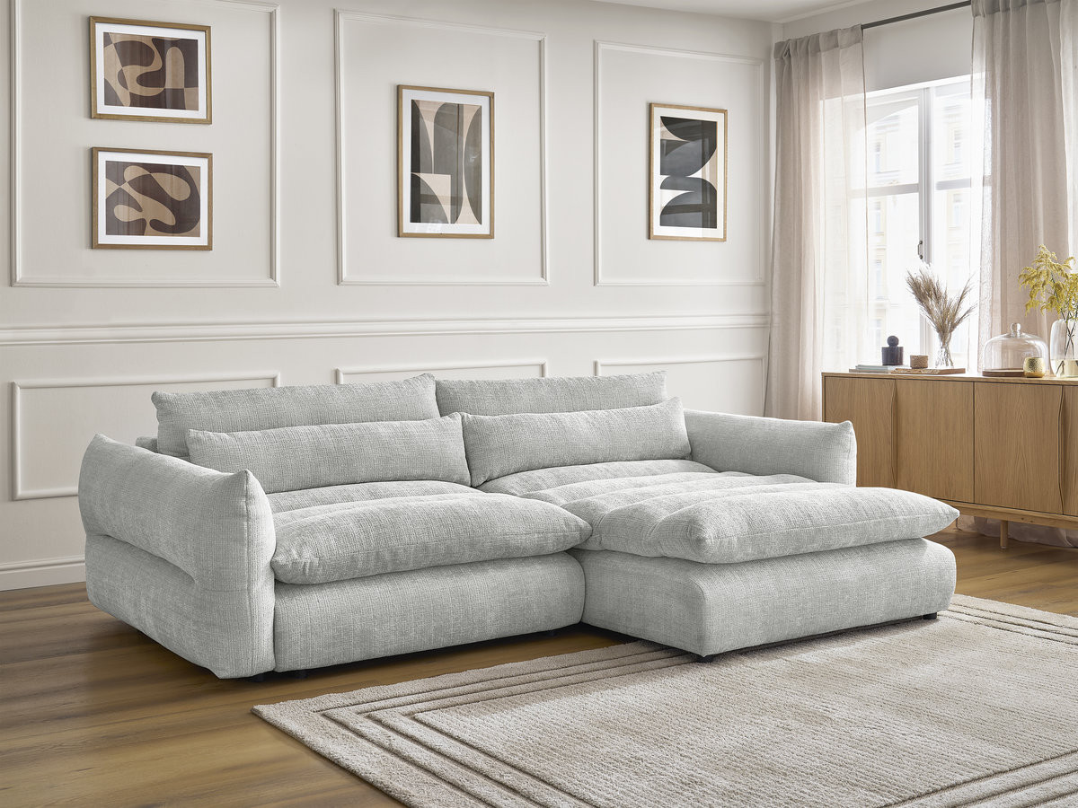 Bobochic Neil Ecksofa Strukturstoff Hellgrau Ecke rechts
