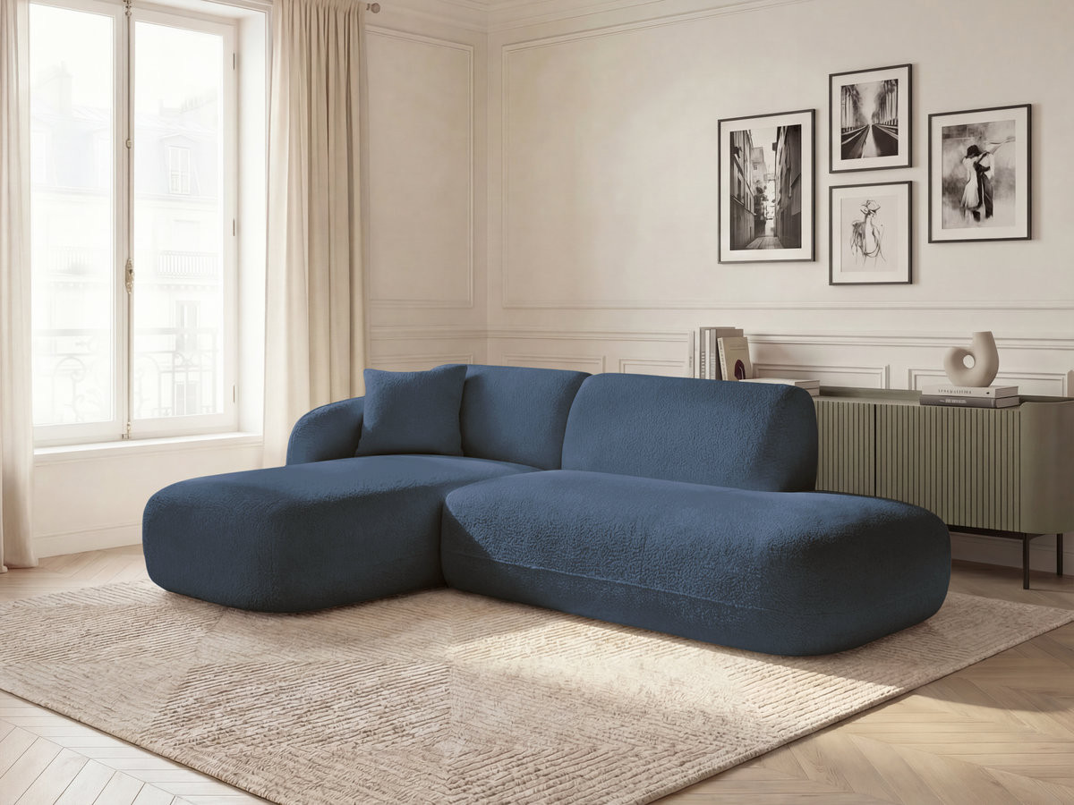 Bobochic Anda Ecksofa 241 × 163 cm Chenille Dunkelblau Ecke links