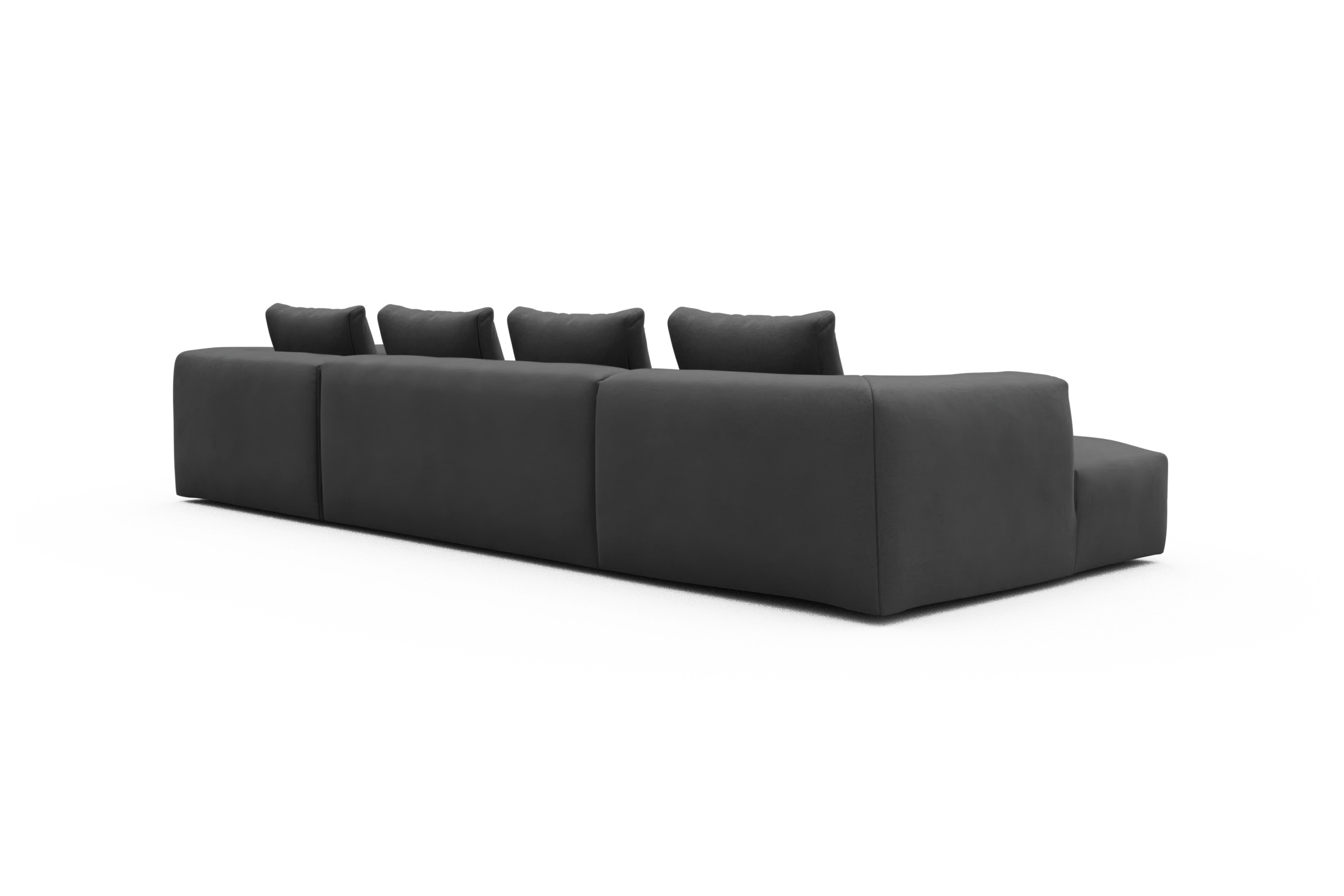 Wohnlandschaft Fred Relax-Ecke rechts mit 2-Sitzer und Chaiselongue links Strukturierter Stoff Satya 441-Warm-Zinc