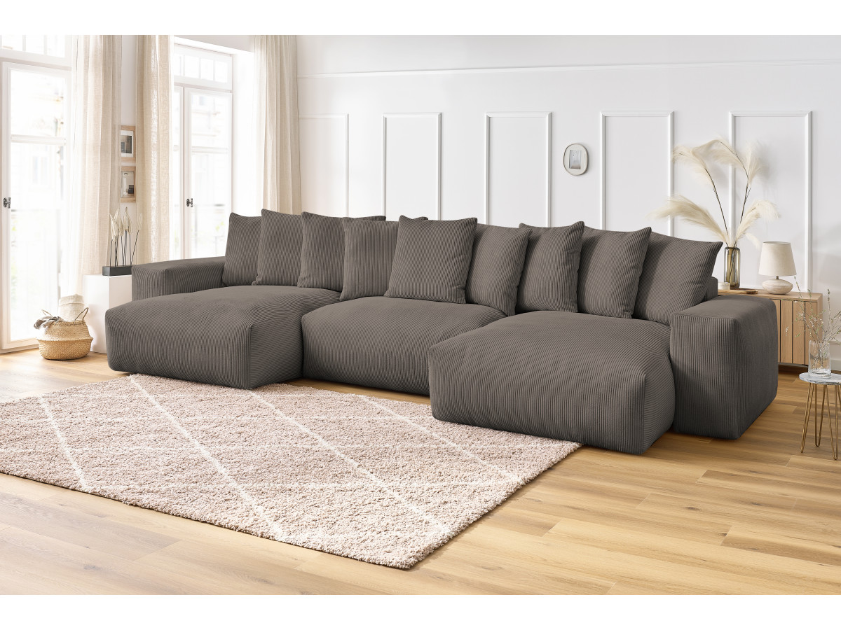 Bobochic Voltaire Wohnlandschaft 420 × 174 cm Cordsamt Taupe