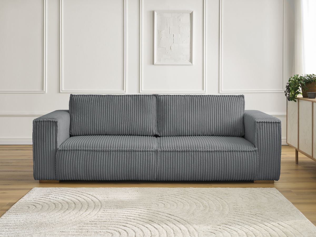 Bobochic Chelsea Sofa 3-Sitzer Breitcord weich Dunkelgrau