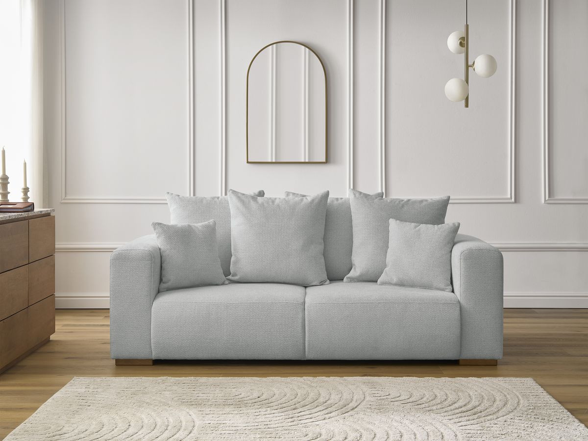 Bobochic Sidonie Sofa 2-Sitzer Melange-Stoff Hellgrau