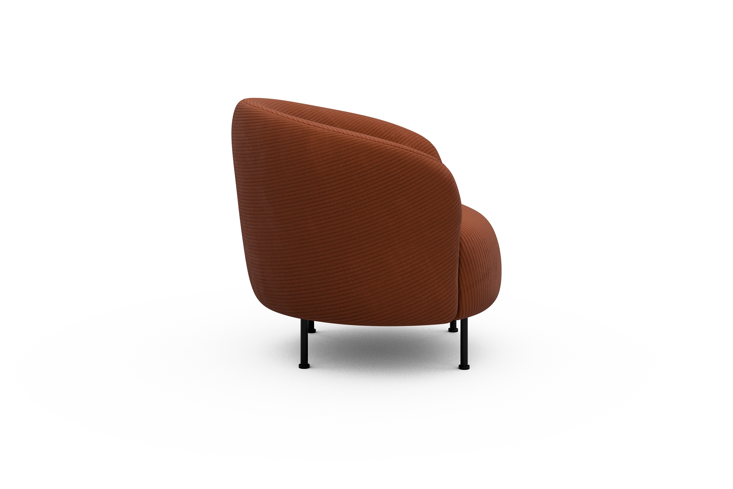 Sessel Ronda Metallbeine Schwarz Corduroy-Burnt-Orange