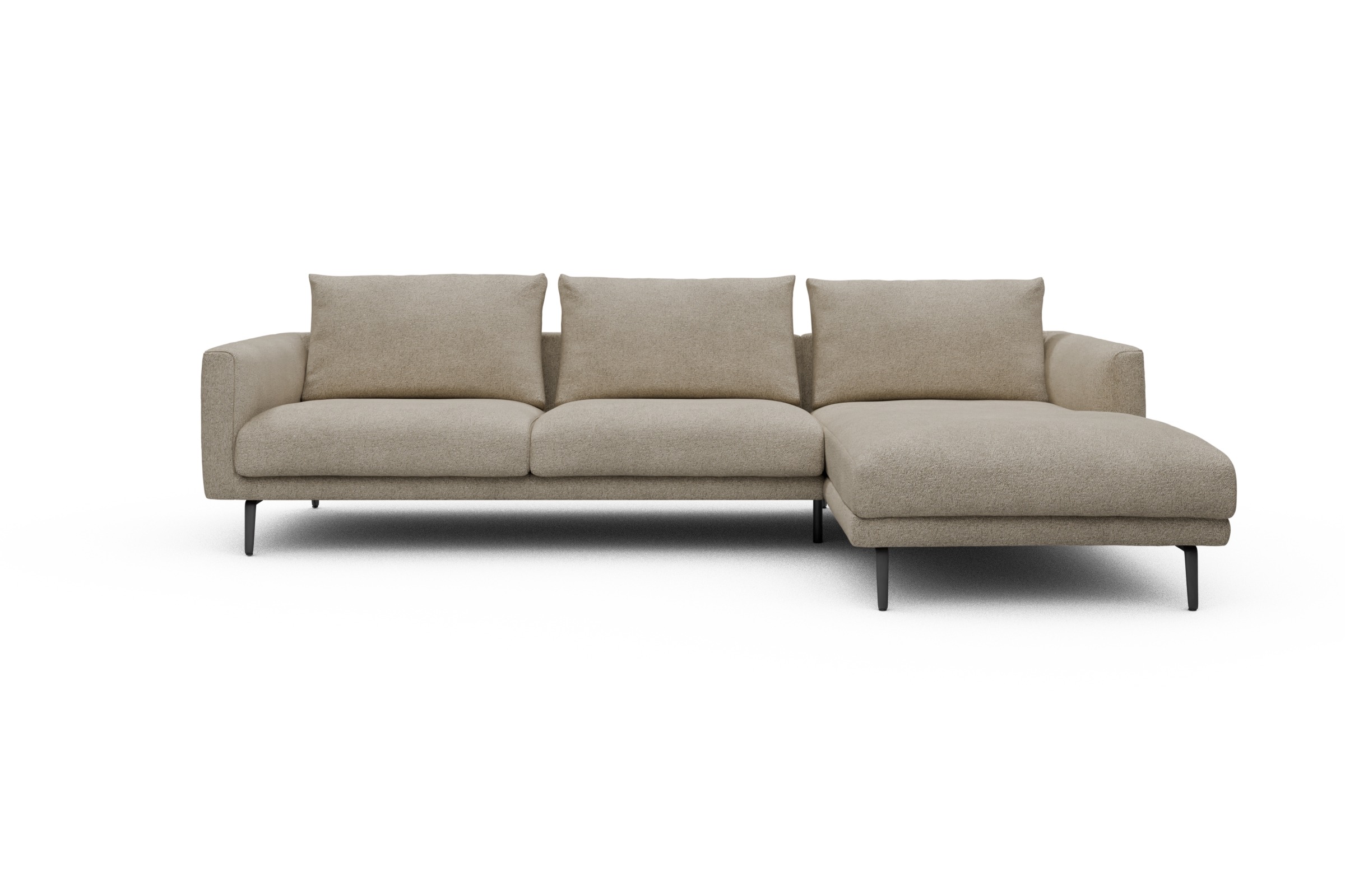 Skandi Home Ecksofa Karl Chaiselongue rechts mit 2,5-Sitzer Boucle-Belge moebelfaktor