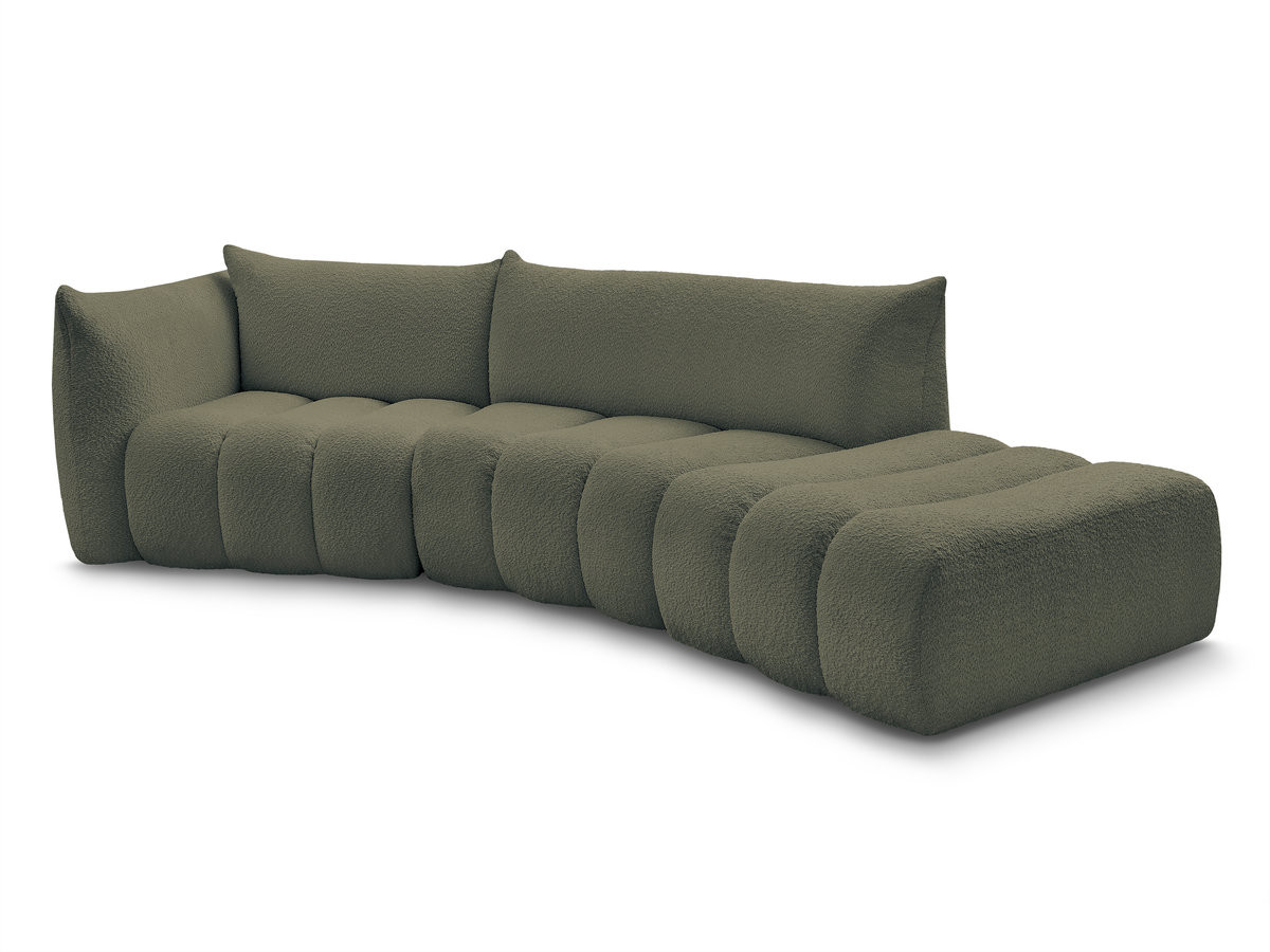 Bobochic Azra Ecksofa 325 × 112 cm Bouclé-Stoff Grün Ecke links