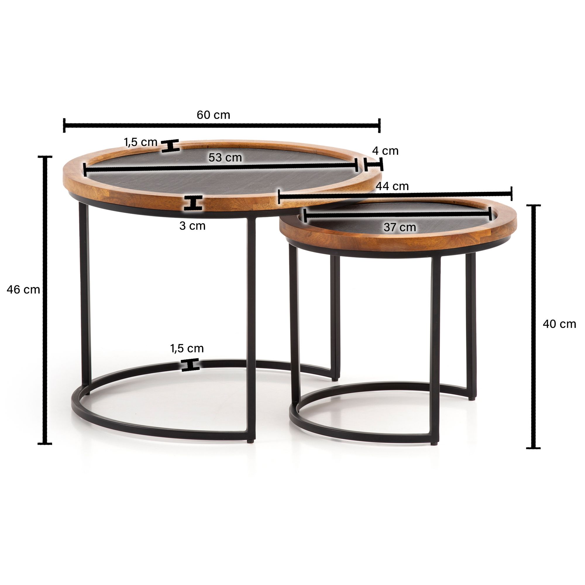 Satztisch 2er-Set Torvik Massivholz Mango Höhe 46 cm