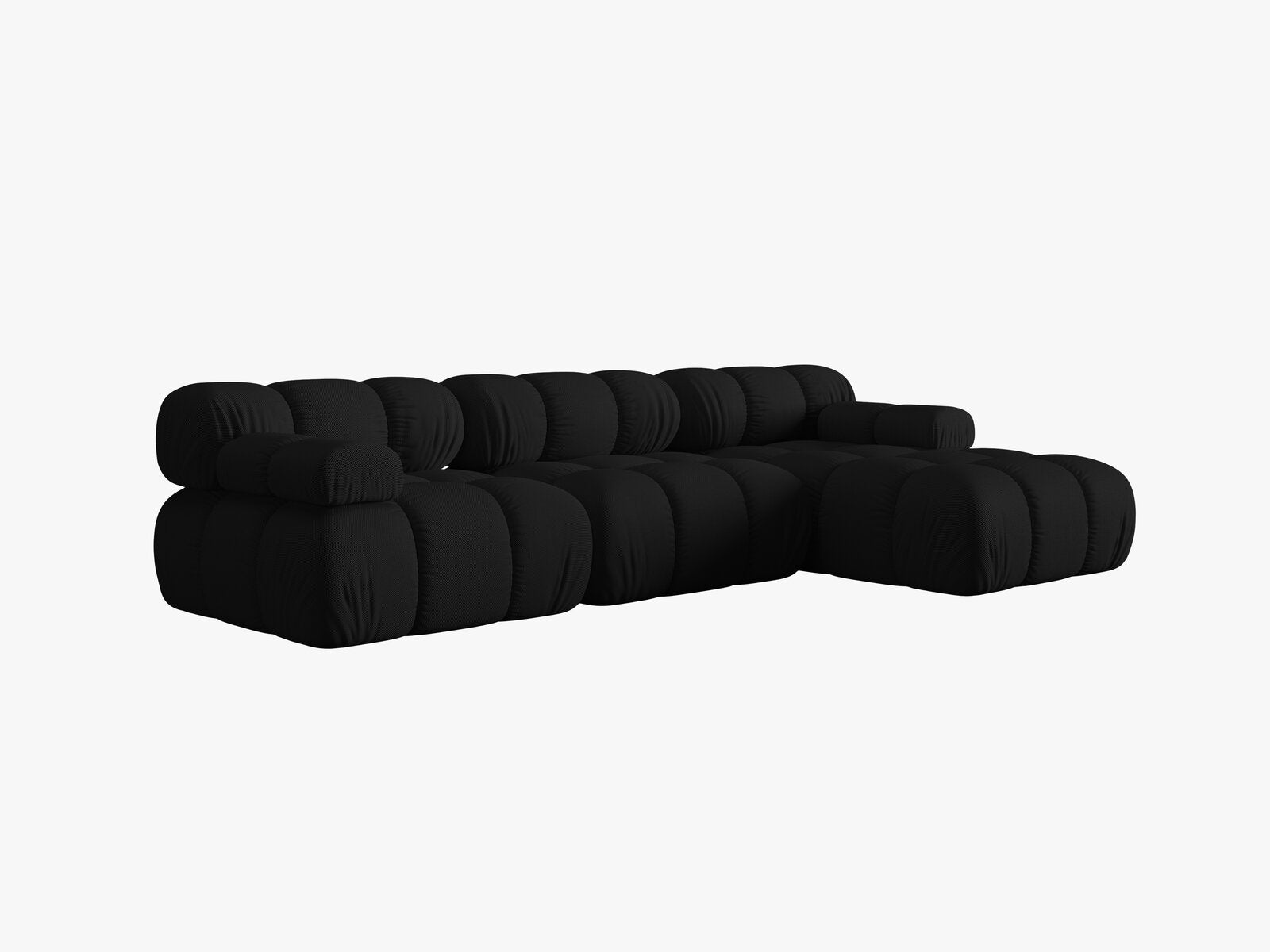 Micadoni Modulares Ecksofa Bellis 4-Sitzer Rechts 3D-Stoff Sonic Schwarz