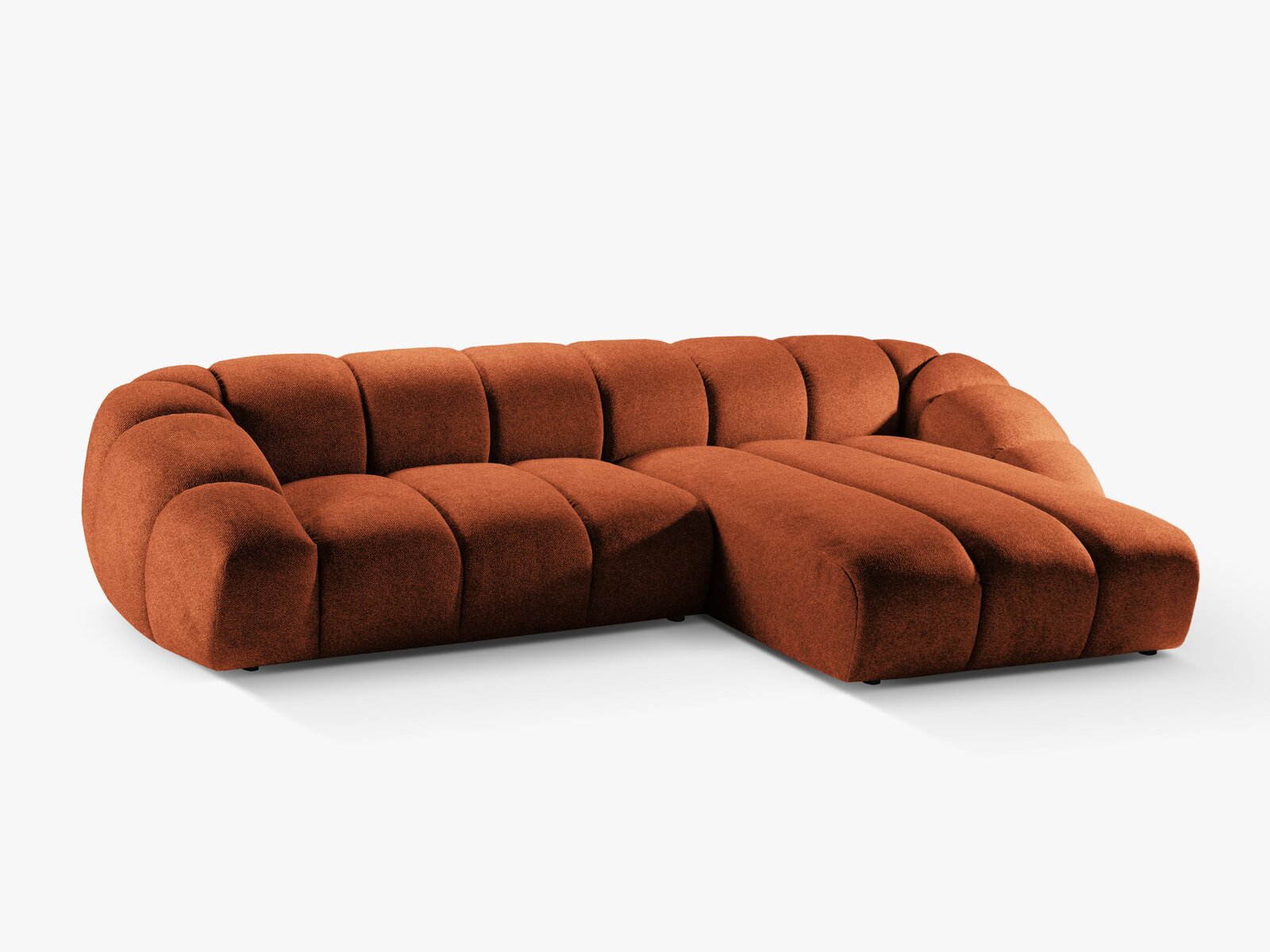 Micadoni Ecksofa Diana 4-Sitzer Rechts Strukturierter Samtstoff Terrakotta