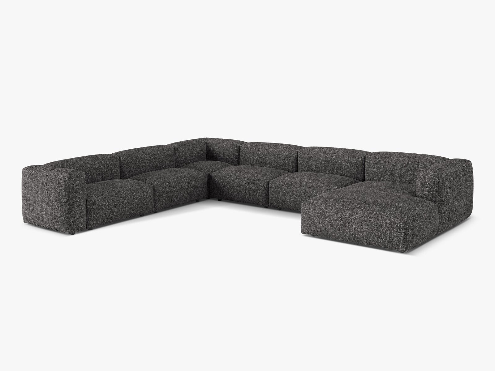 Micadoni modulares Ecksofa XL Martina 6-Sitzer Links Boucle Monet Anthrazit