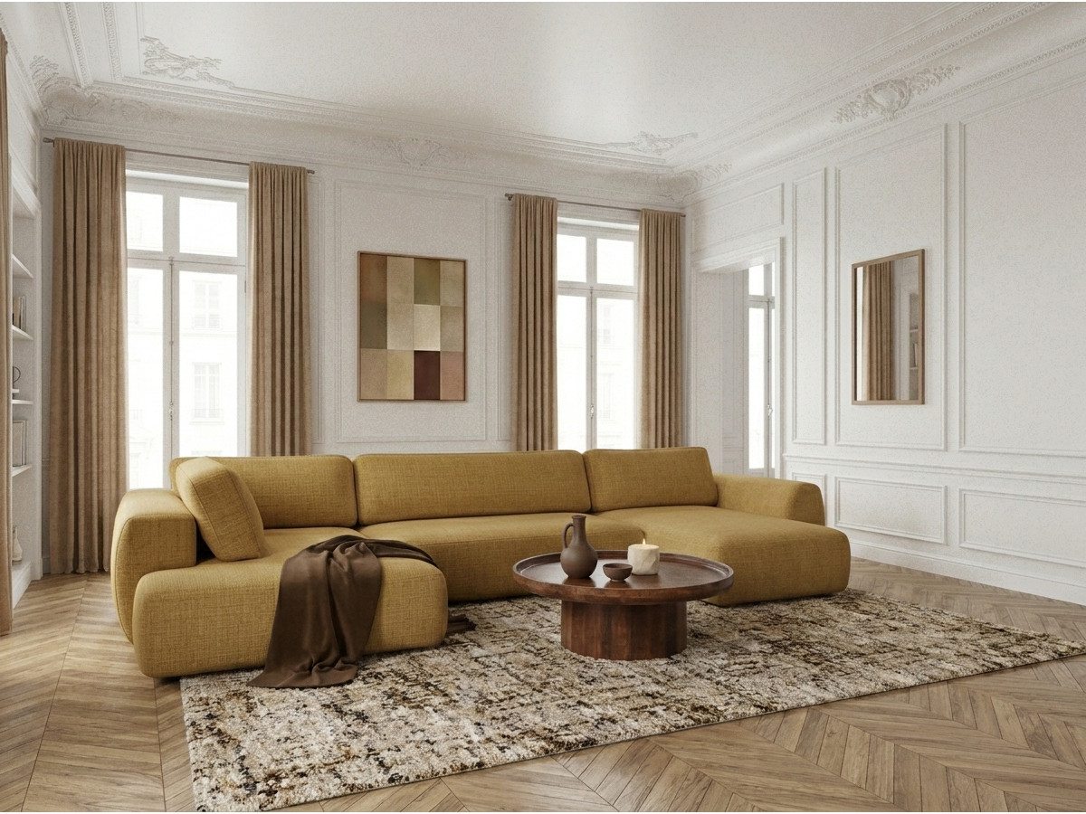 Bobochic Denise Wohnlandschaft Strukturstoff Gelb Ecke rechts