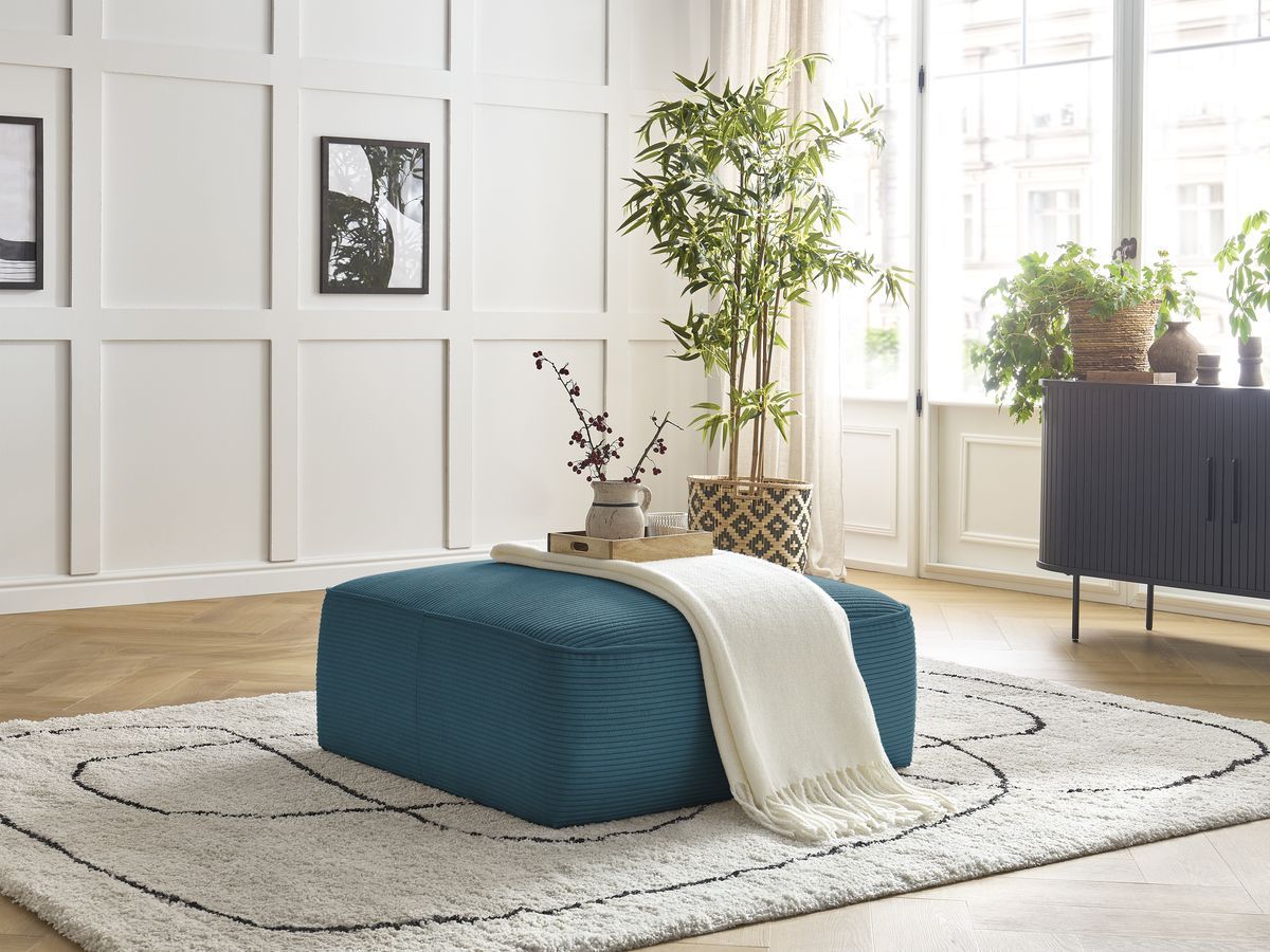 Bobochic Leopold Pouf Cordsamt Hellblau