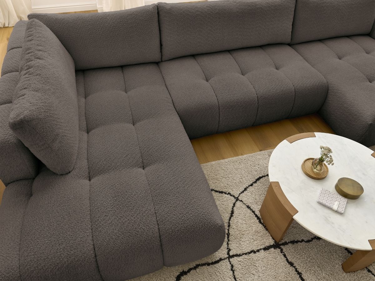 Bobochic Fuji Wohnlandschaft Bouclé-Stoff Braun Ecke rechts