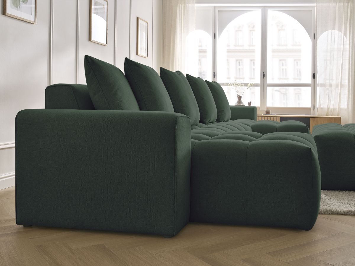Bobochic Mont-blanc Wohnlandschaft mit Pouf Melange-Stoff Grün