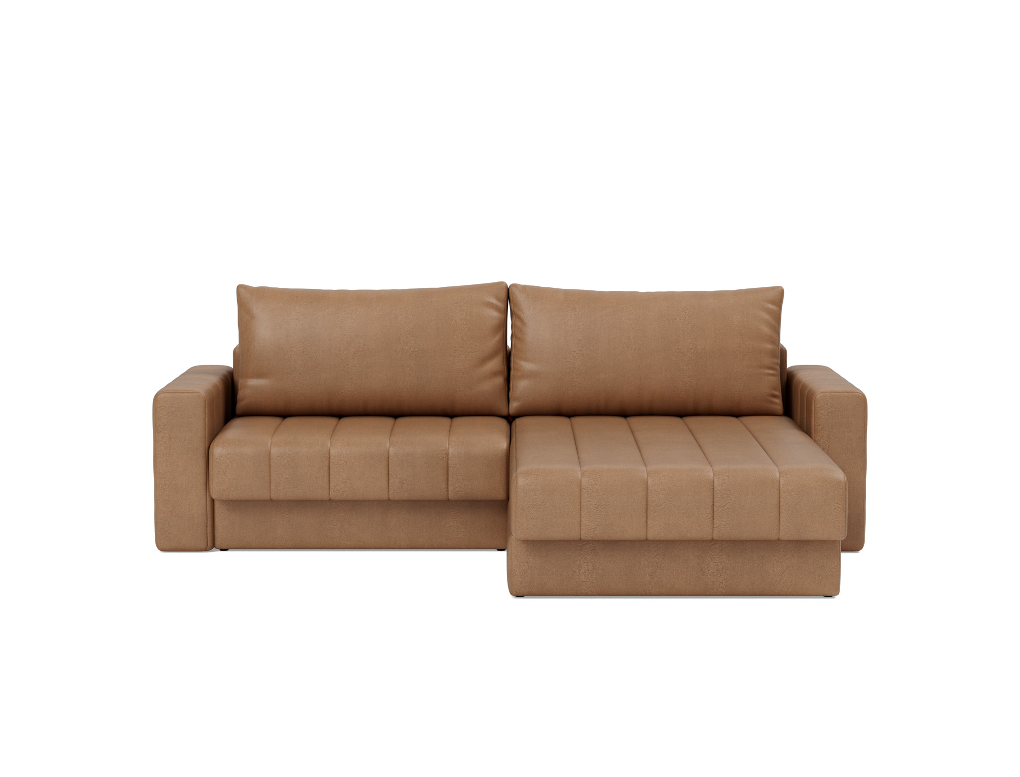 Schlafsofa Akello mit Chaiselongue und Armlehnen Lederoptik Faunal 551-Brown