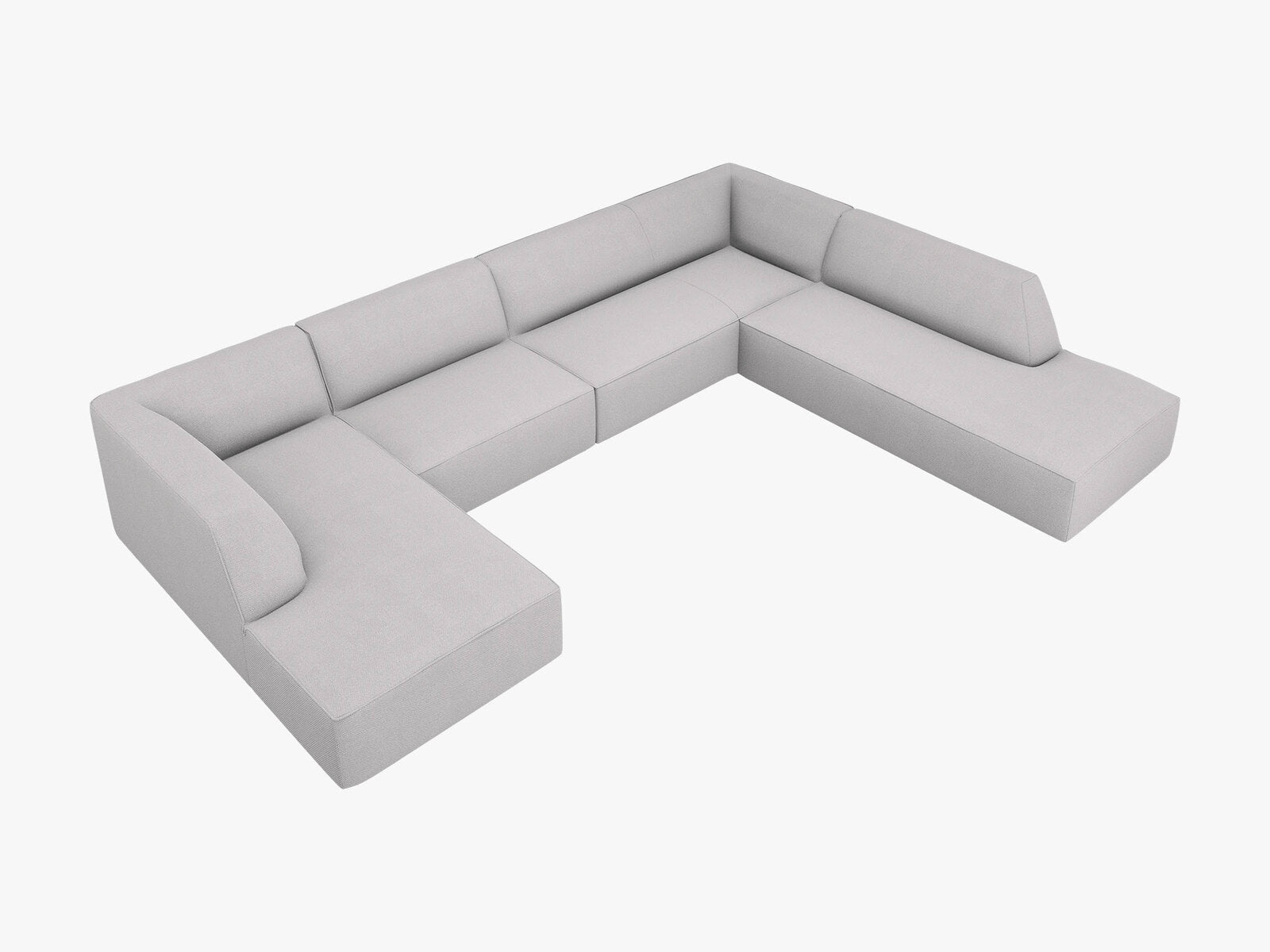 Micadoni Panorama-Ecksofa Ruby 7-Sitzer Rechts Strukturierter Stoff Ottawa Hellgrau