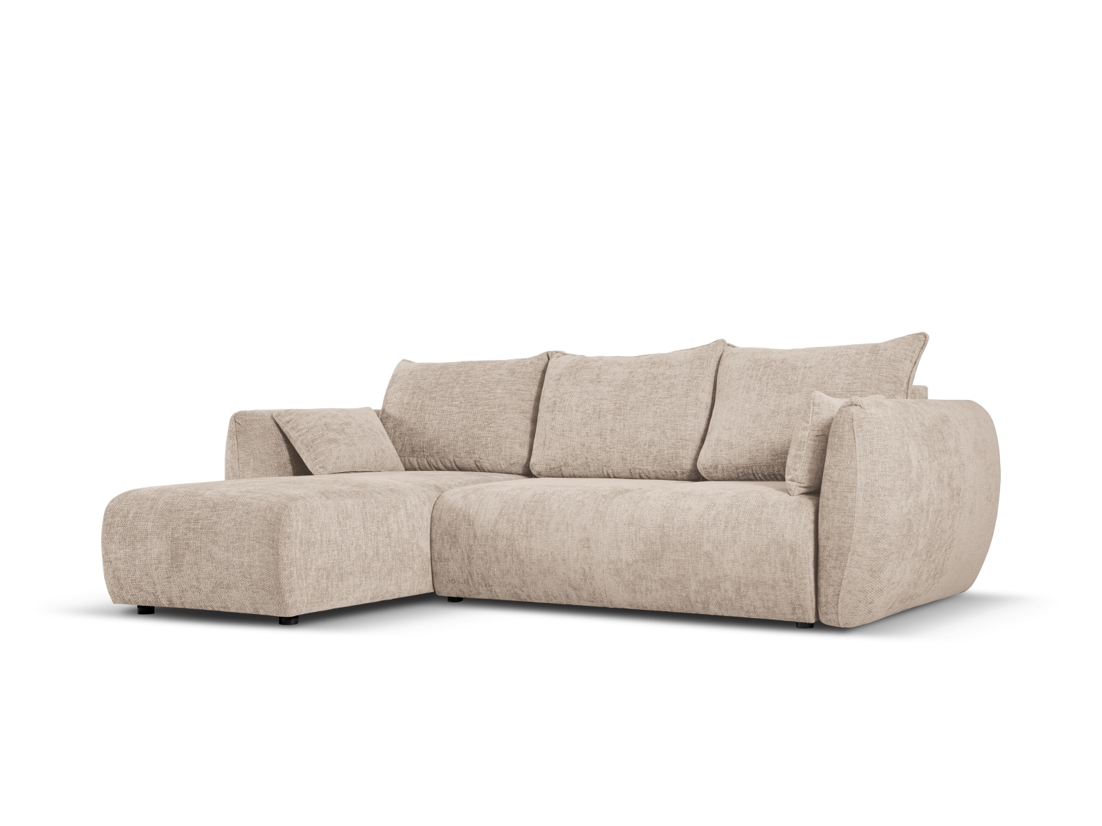 Cosmopolitan Design Ecksofa Matera 4-Sitzer mit Schlaffunktion Chenille Eden Dunkelbeige Links