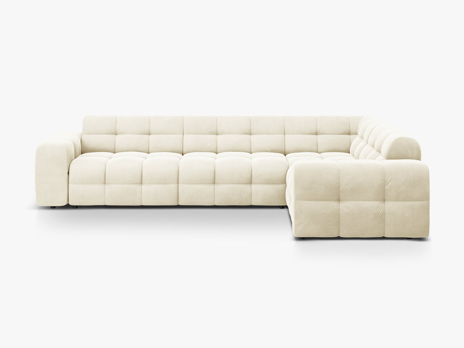 Micadoni Ecksofa Kendal 6-Sitzer Rechts Samt Elfenbein