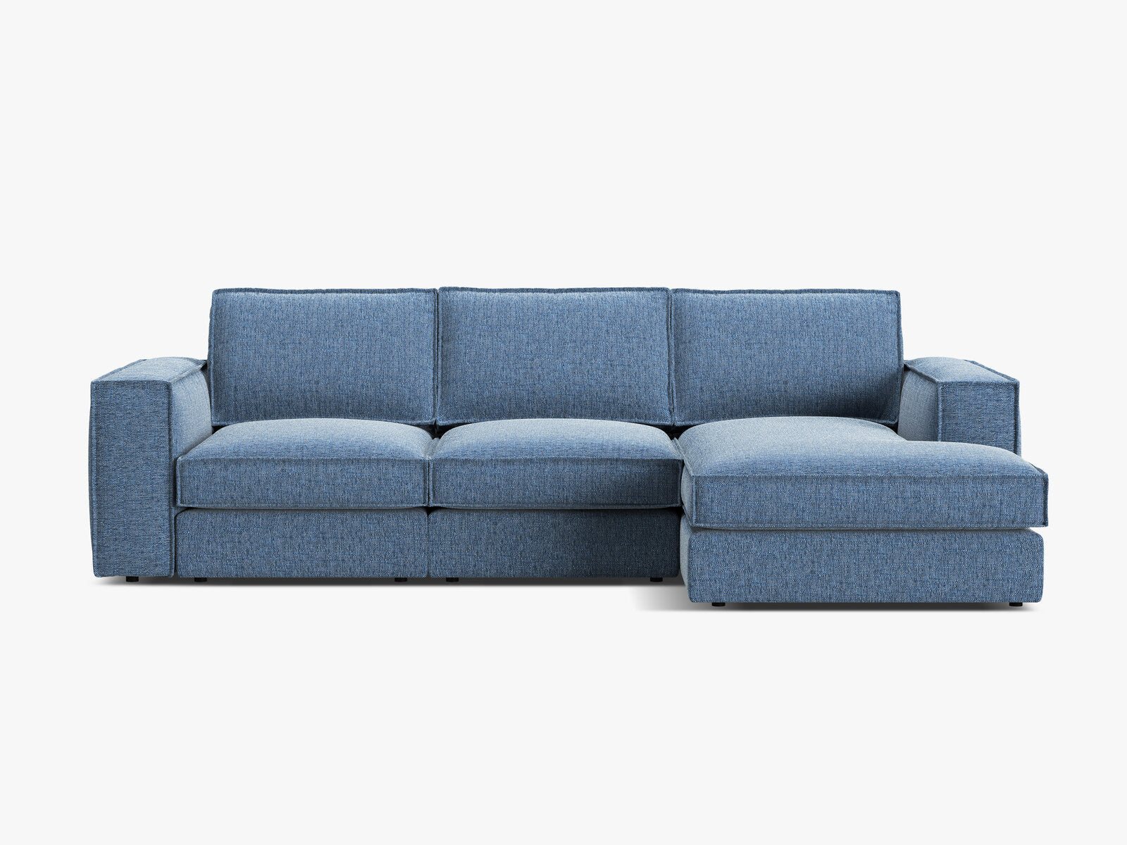 Micadoni modulares Ecksofa Pola 3-Sitzer Rechts Strukturierter Stoff Babel Dunkelblau