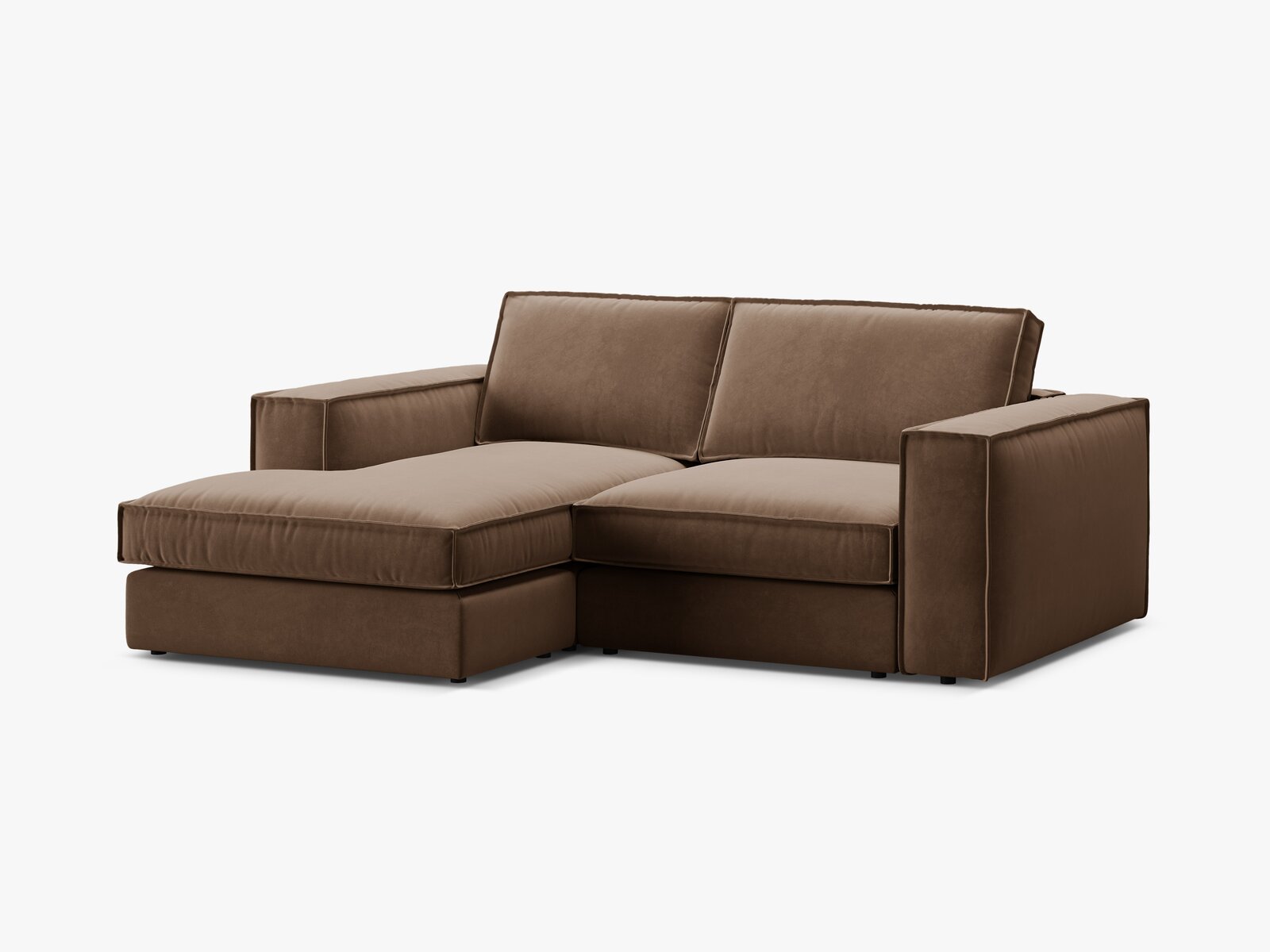 Micadoni modulares Ecksofa Pola 2-Sitzer kleine Version Links Samt Salvador Schokolade