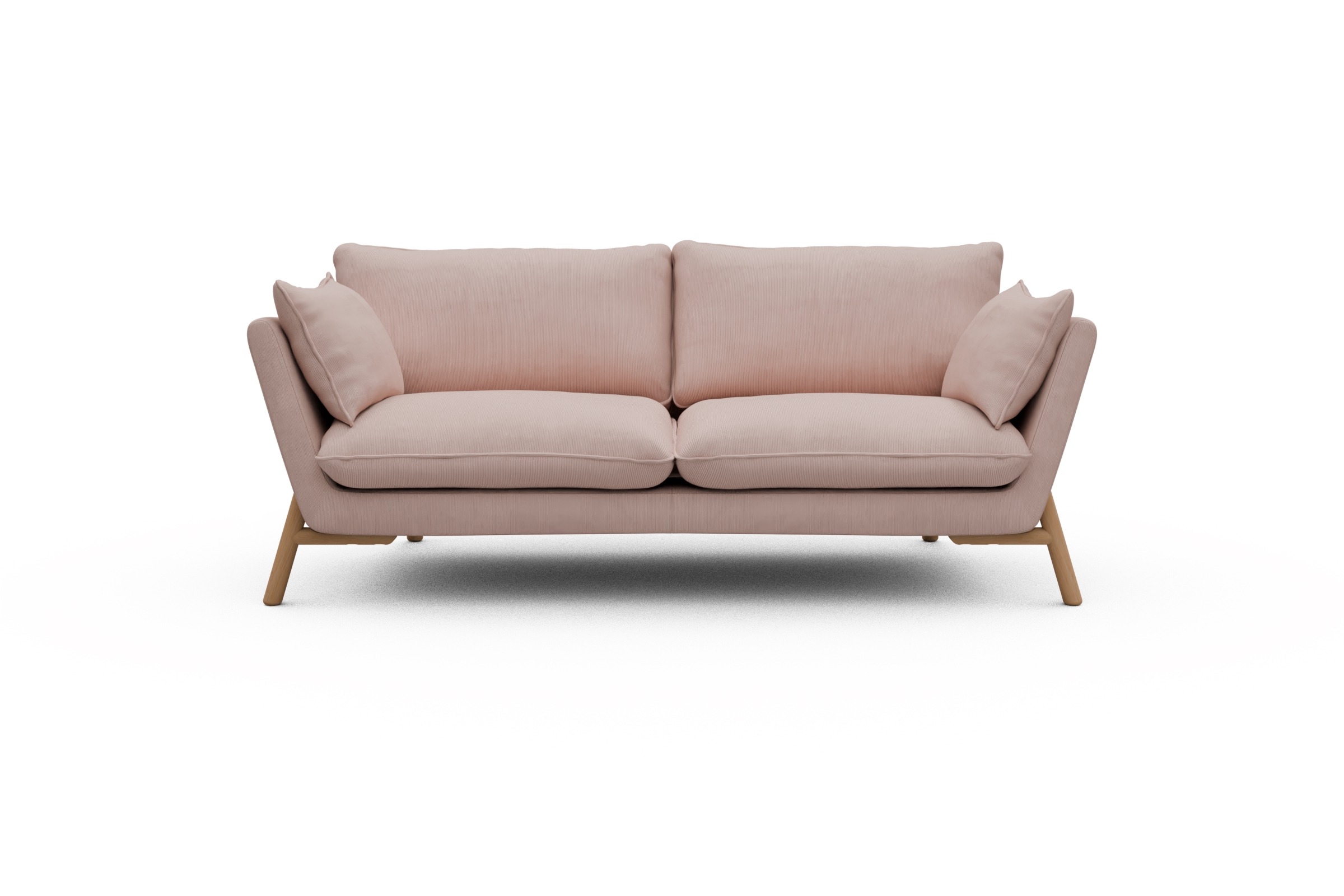 Skandi Home Sofa Emil 2-Sitzer Beinfarbe Eiche Natur Cordufine-Blush moebelfaktor