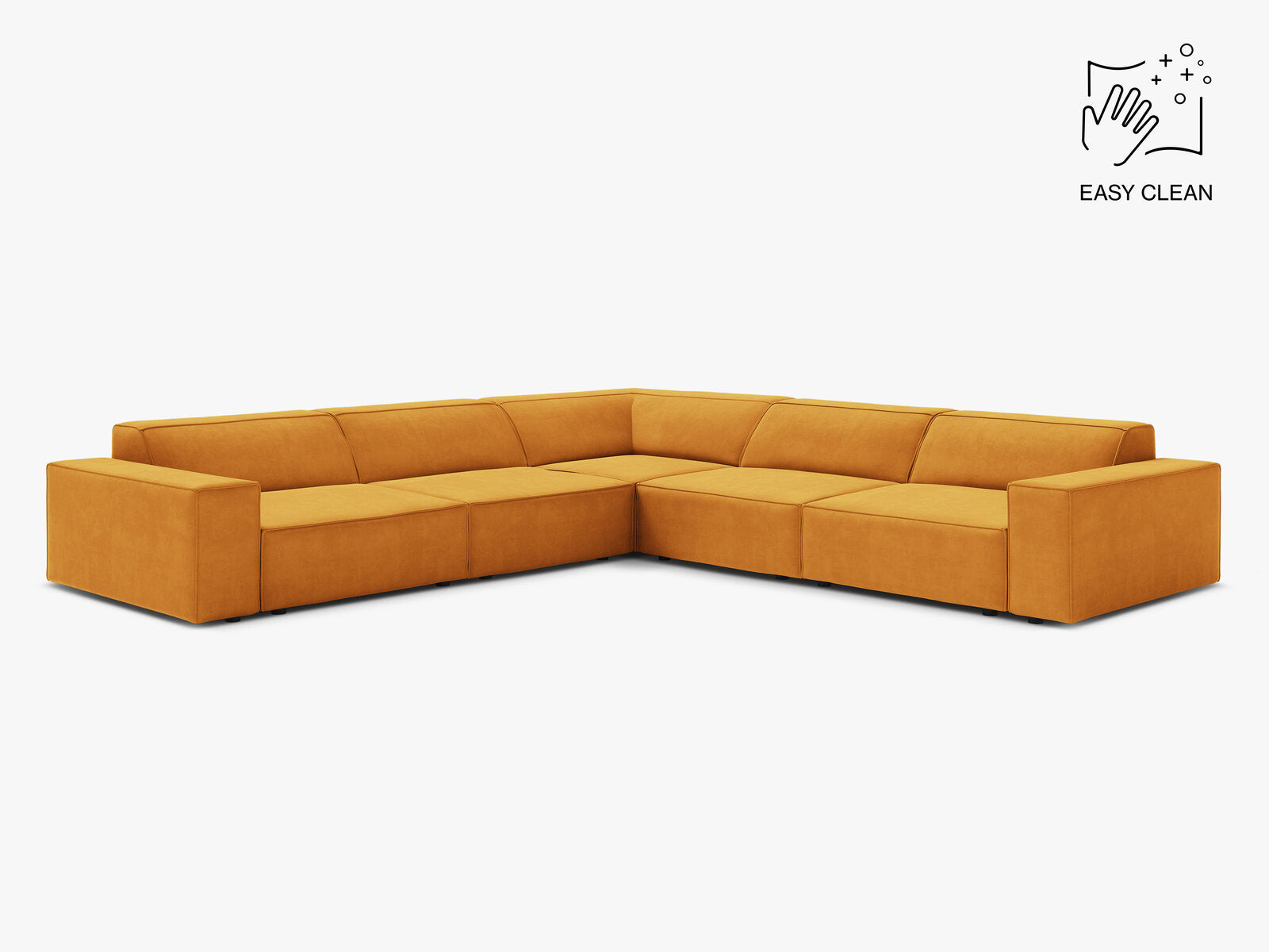 Micadoni Symmetrisches Ecksofa Jodie 6-Sitzer Samt Venus Gelb