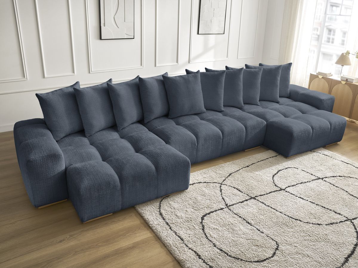 Bobochic Anakin Wohnlandschaft, 10 Kissen Strukturstoff Dunkelblau