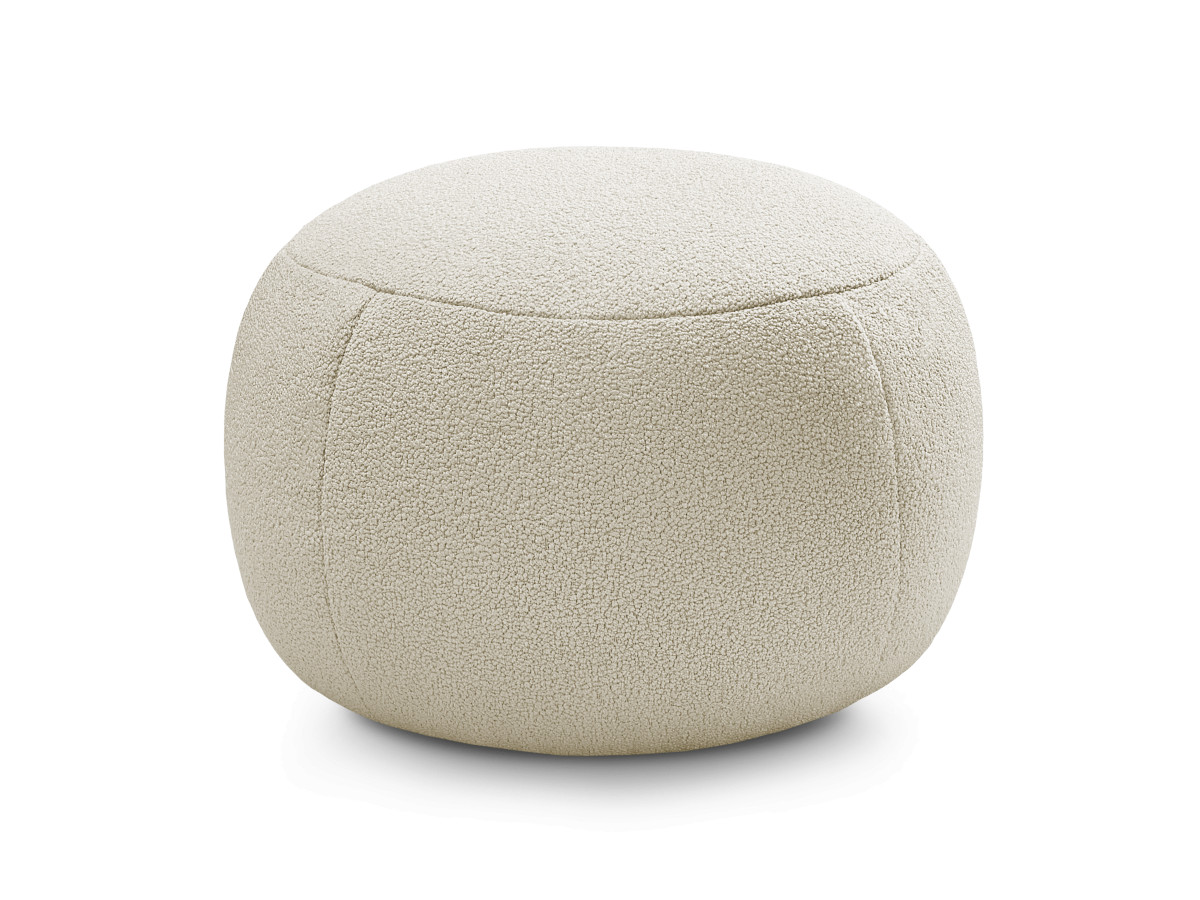Bobochic Hayden Pouf, rund Bouclé-Stoff Beige, 60 cm