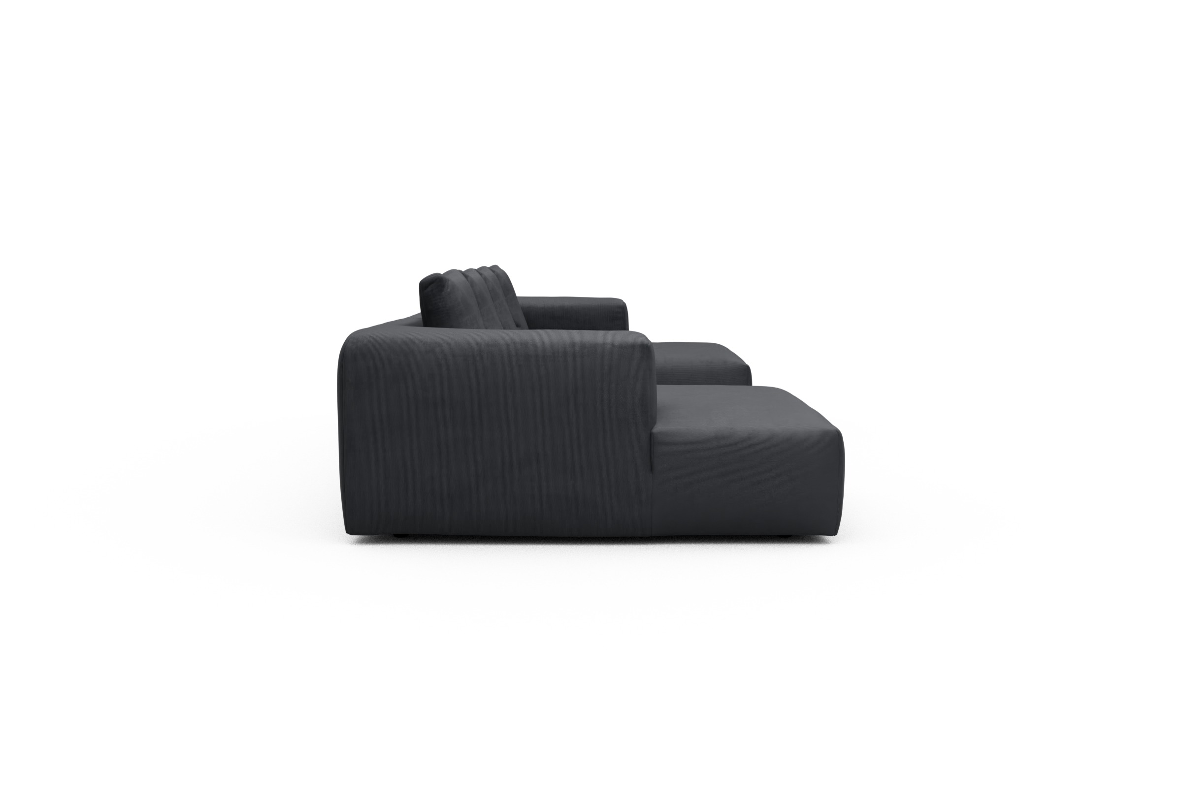 Wohnlandschaft Fred mit 2-Sitzer und Chaiselongue beidseitig Cordufine-Slate-Grey