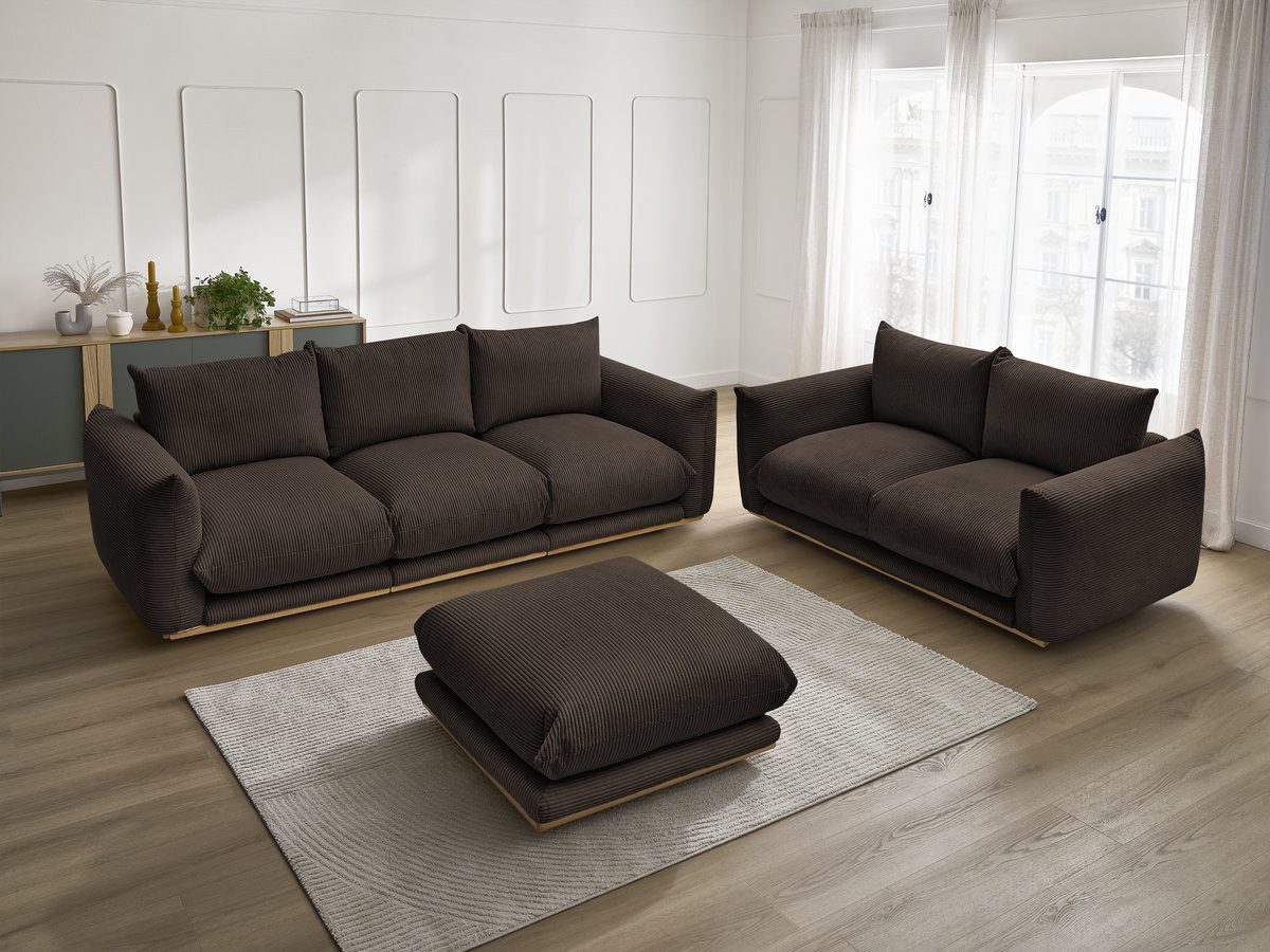 Bobochic Ernest Sofa 5-Sitzer mit Pouf Cordsamt Braun