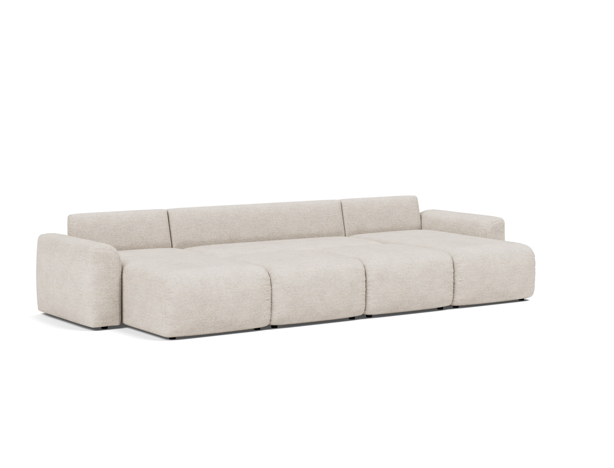 Schlafsofa Norum U-Form mit Chunky-Armlehnen Chenille Yuveno 470-Natural