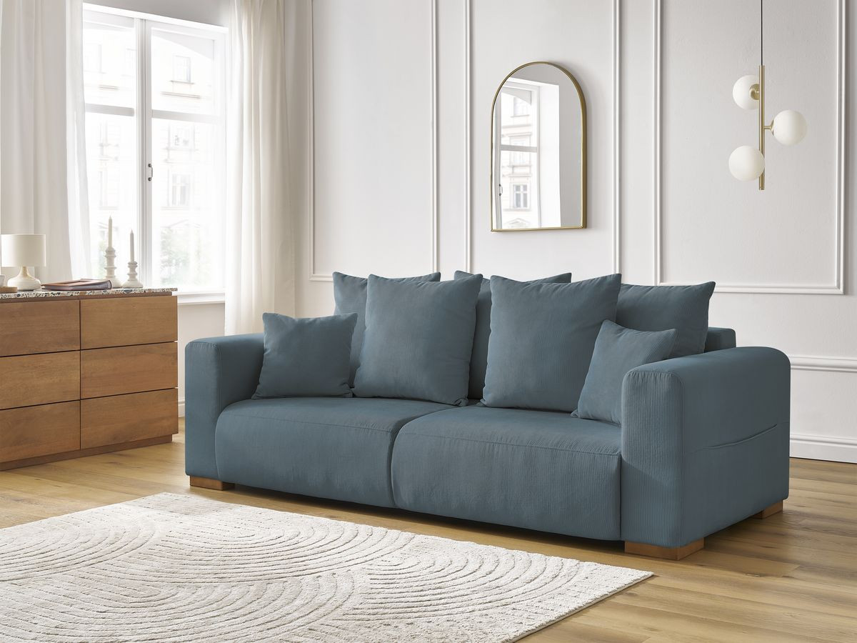 Bobochic Sidonie Sofa 3-Sitzer Cordsamt Blau