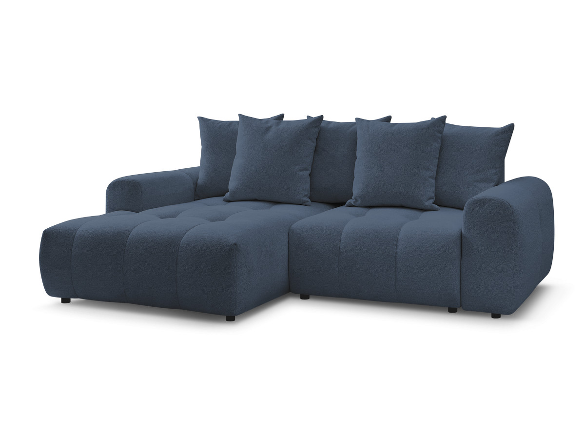 Bobochic Roxelane Ecksofa mit Schlaffunktion und Bettkasten 258 × 150 cm Melange-Stoff Dunkelblau Ecke links