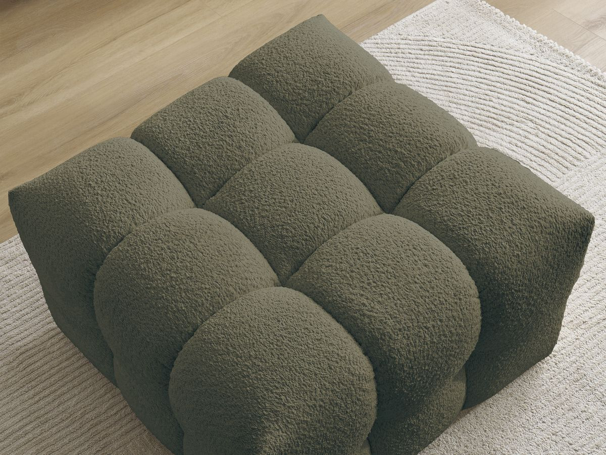 Bobochic Cloud Pouf Bouclé-Stoff Grün