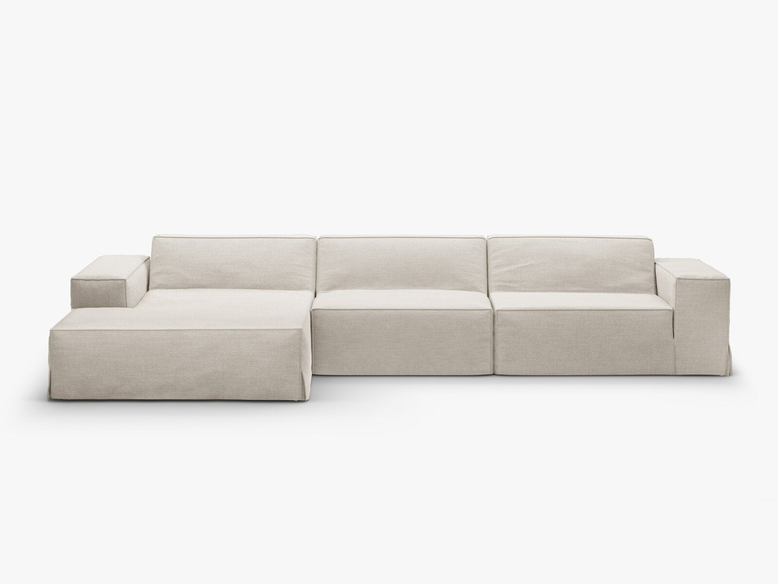 Micadoni Ersatzbezug Ecksofa Jodie 4-Sitzer Strukturierter Stoff Lins Natur Links