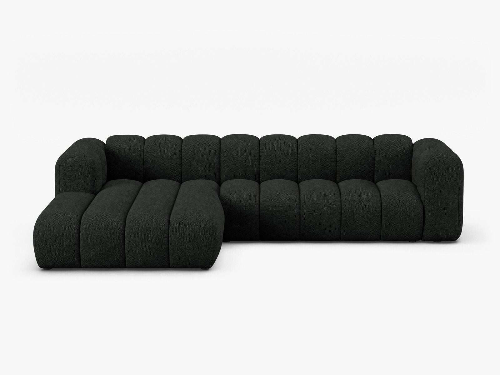 Micadoni Modulares Ecksofa Lupine 4-Sitzer Links Boucle Baloo Schwarz