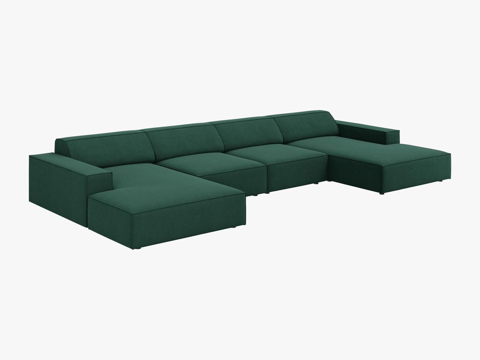 Micadoni Panorama-Sofa Jodie 6-Sitzer Strukturierter Stoff Megan Grün