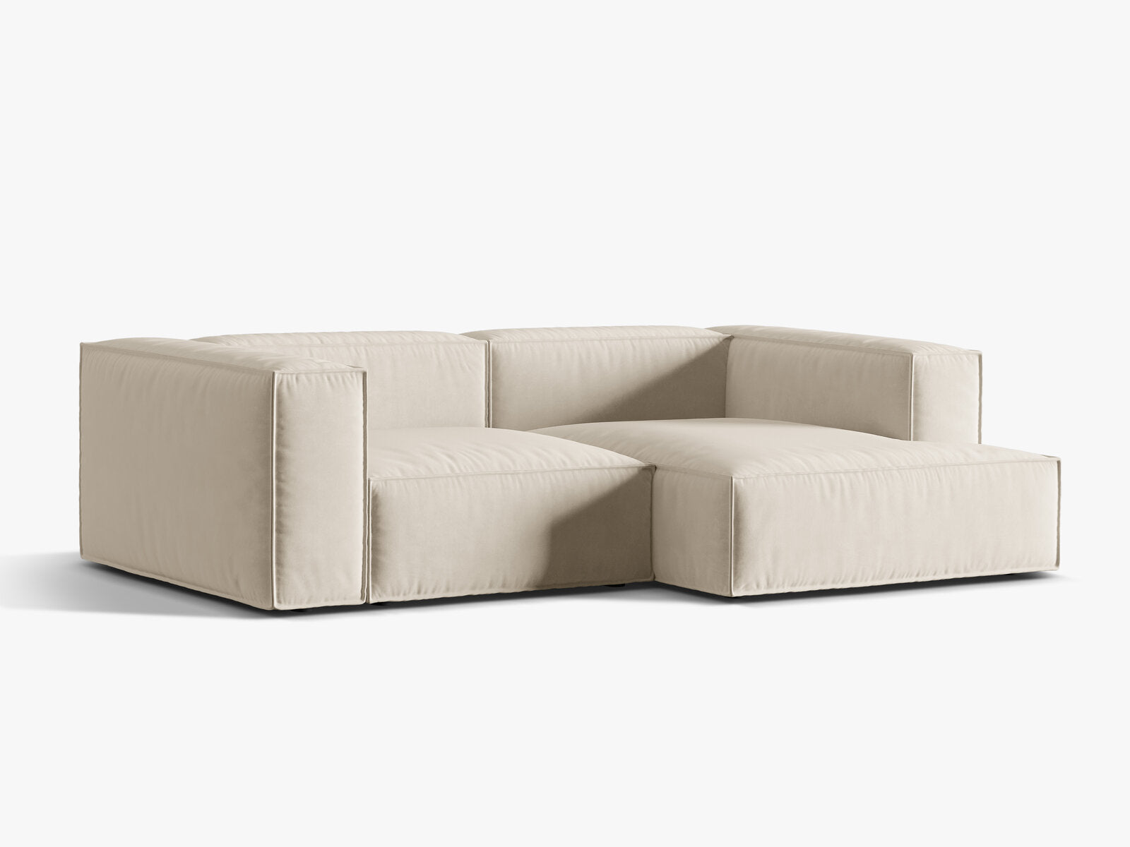 Micadoni Ecksofa Nuria 3-Sitzer Rechts Samt Beige