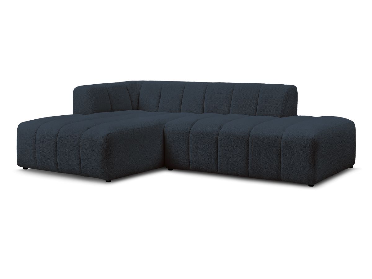 Bobochic Annecy Ecksofa Bouclé-Stoff Dunkelblau Ecke links
