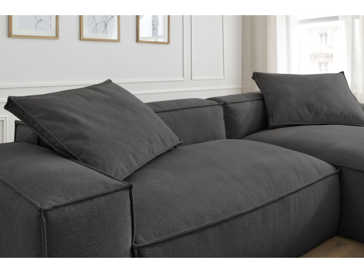 Bobochic Boheme Ecksofa, 2 Kissen Melange-Stoff Dunkelgrau