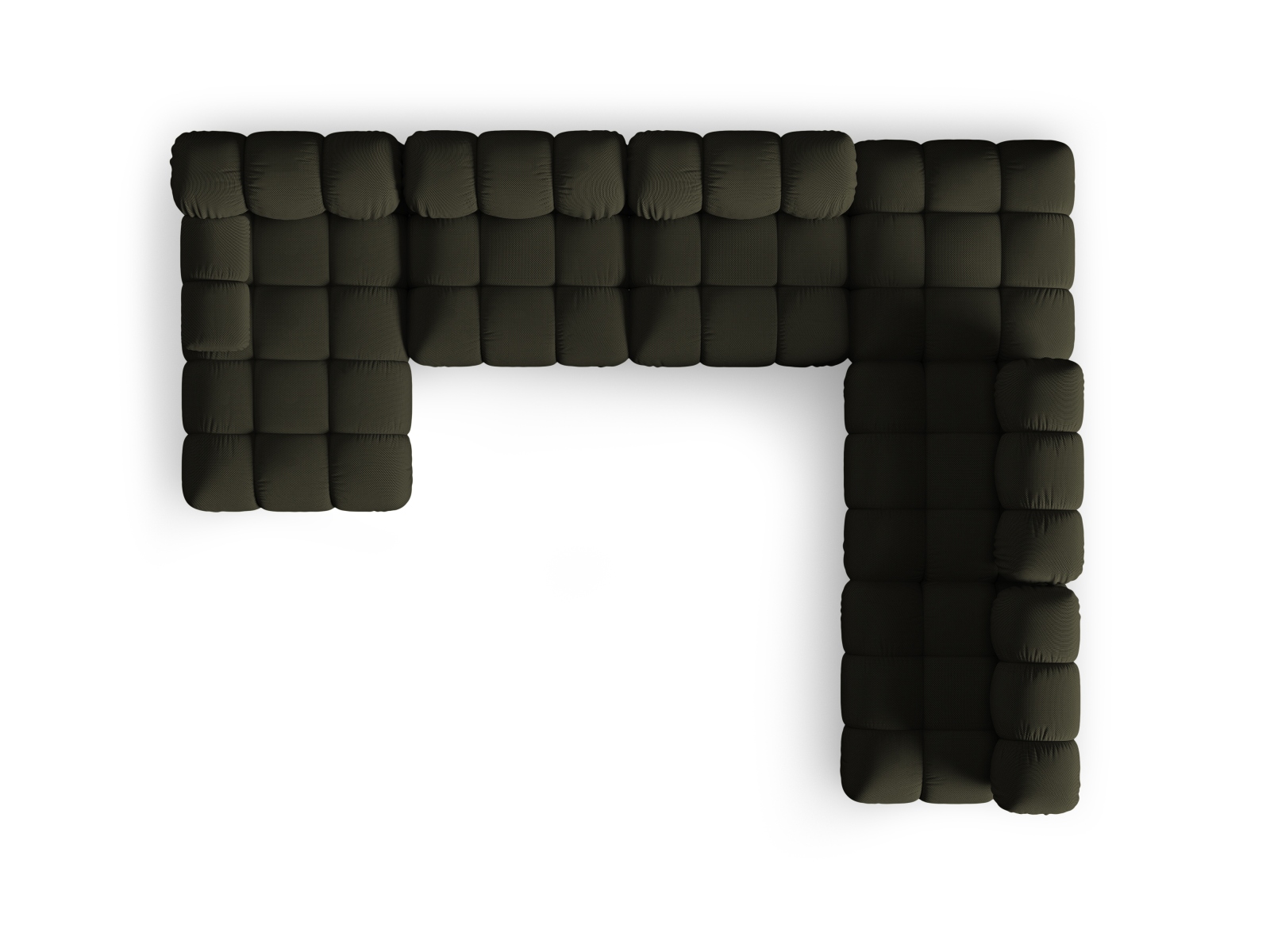 Micadoni Modulares Panorama Ecksofa Bellis 7-Sitzer Rechts 3D-Stoff Sonic Amazonas Grün