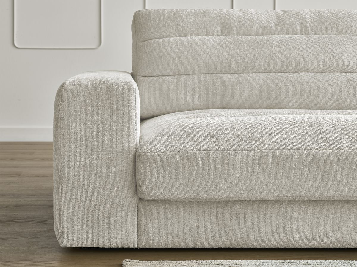 Bobochic Sierra Ecksofa mit Pouf Strukturstoff Beige Ecke rechts