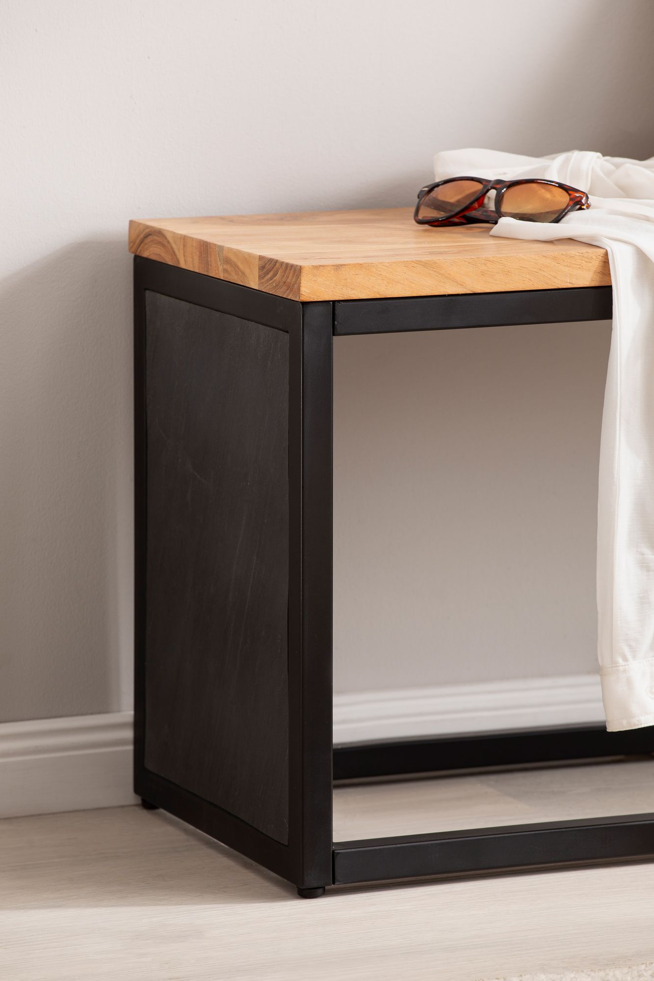 Sitzbank Brattvag Akazie Massivholz Schwarz 120 × 35 × 45 cm